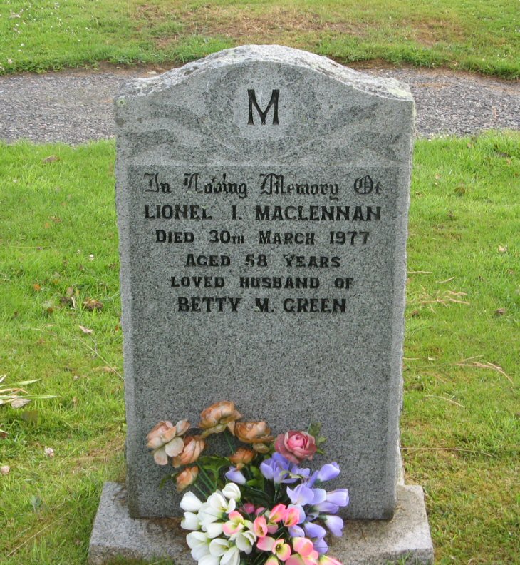 Photo of headstones/Lionel MacLennan died 1977 MI Dingwall Mitchell Hill